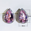 European American Sweet Pear Teardrop Pink Zircon Stud Earrings For Women, Valentine Gift Jewelry view 5