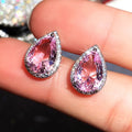 European American Sweet Pear Teardrop Pink Zircon Stud Earrings For Women, Valentine Gift Jewelry view 3