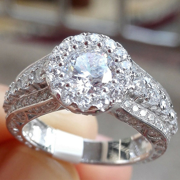 Fashion Copper Full Zircon Pave Ring For Women, Valentine Gift Finger Jewelry Accessory