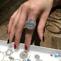 Light Luxury Exaggerated Flower Full Rhinestone Ring, Versatile Trendy Index Finger Jewelry view 3