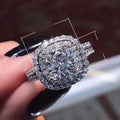 Four Prong Round Cubic Zirconia Ring, Full Pave Copper Engagement Jewelry For Women view 2