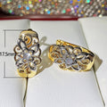 Vintage Ethnic Style Hollow Floral Two Tone Ear Cuffs European American Fashion Earrings view 5