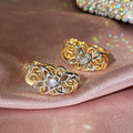 Vintage Ethnic Style Hollow Floral Two Tone Ear Cuffs European American Fashion Earrings view 3