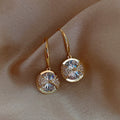 Minimalist Round Large Zircon Drop Earrings For Women, Korean Style Elegant Fashion Jewelry view 3