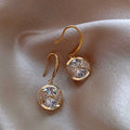 Minimalist Round Large Zircon Drop Earrings For Women, Korean Style Elegant Fashion Jewelry view 1