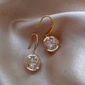 Minimalist Round Large Zircon Drop Earrings For Women, Korean Style Elegant Fashion Jewelry view 4