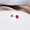 Elegant Red Enamel Lucky Bag And Gold Ingot Studs With 925 Silver Pins Festive Metal Earrings view 4