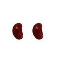 Red Geometric Drip Enamel Heart Alloy Stud Earrings With Silver Pins Vintage Style view 5