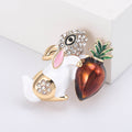 Alloy Enamel Rabbit Carrot Brooch With Rhinestone Animal Design view 2