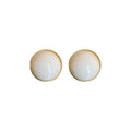 French Minimalist Cream White Pearl Stud Earrings With Sterling Silver Posts, Light Luxury Round Jewelry view 5