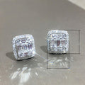 Personalized T Shape Square Zircon Stud Earrings For Women, Platinum Color Light Luxury Jewelry view 5