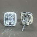 Personalized T Shape Square Zircon Stud Earrings For Women, Platinum Color Light Luxury Jewelry view 3