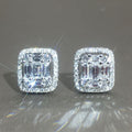 Personalized T Shape Square Zircon Stud Earrings For Women, Platinum Color Light Luxury Jewelry view 1