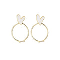 Elegant Gold Alloy Round Hoop Studs With Drip Enamel Abstract Heart Charm Minimalist Fashion Earrings view 5