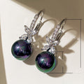 Korean Vintage Faux Pearl Flower Drop Earrings With Micro Pave Zircon For Women Dropshipping view 5