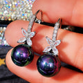 Korean Vintage Faux Pearl Flower Drop Earrings With Micro Pave Zircon For Women Dropshipping view 1