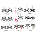 Vintage Houndstooth Bow Pearl Pom Bear Asymmetric Rhinestone Alloy French Elegant Drop Earrings view 2