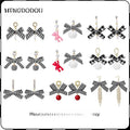 Vintage Houndstooth Bow Pearl Pom Bear Asymmetric Rhinestone Alloy French Elegant Drop Earrings view 1