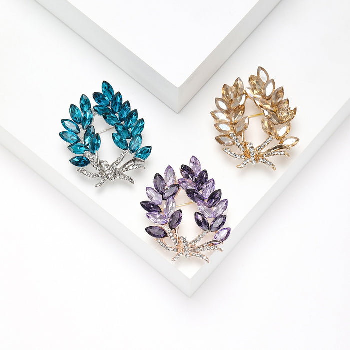 Alloy Crystal Rhinestone Bauhinia Flower Brooch Pin For Versatile Apparel