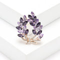 Alloy Crystal Rhinestone Bauhinia Flower Brooch Pin For Versatile Apparel view 3