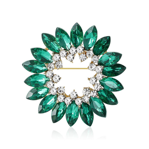 Alloy Round Glass Brooch Pin For Coats And Cardigans