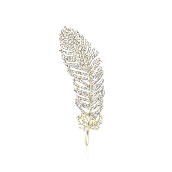 Alloy Rhinestone Leaf Brooch Fashion Plant Lapel Pin Accessory