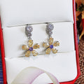 Korean Japanese Fresh Flower Earrings For Women Sweet Zircon Petal Drop Fashion Jewelry view 3