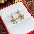 Korean Japanese Fresh Flower Earrings For Women Sweet Zircon Petal Drop Fashion Jewelry view 4