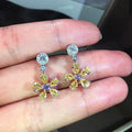 Korean Japanese Fresh Flower Earrings For Women Sweet Zircon Petal Drop Fashion Jewelry view 6