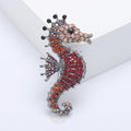 Alloy Rhinestone Seahorse Brooch For Ocean Animal Lapel Decoration view 2