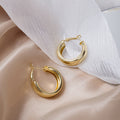Elegant Gold Alloy Wide Chunky Hoop Earrings For Women Creative Minimalist Metal Ear Buckle Earrings view 2