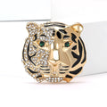Alloy Rhinestone Tiger Head Brooch Pin For Men's Suit Decoration view 2