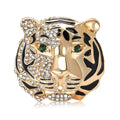 Alloy Rhinestone Tiger Head Brooch Pin For Men's Suit Decoration view 5