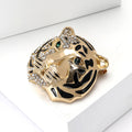 Alloy Rhinestone Tiger Head Brooch Pin For Men's Suit Decoration view 3