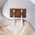 Elegant Korean Style Pearl Teardrop Tassel Dangle Studs With Gold Alloy Cone Accents For Women Earrings view 1