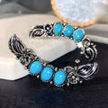 Bohemian Statement Large Earrings With Faux Turquoise, Vintage Ethnic Ear Clips For Women view 3