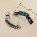 Bohemian Statement Large Earrings With Faux Turquoise, Vintage Ethnic Ear Clips For Women view 5