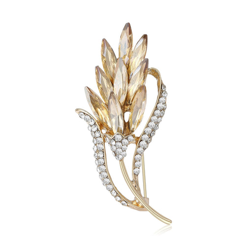 Alloy Rhinestone Wheat Brooch For Womens Suit Lapel Styling