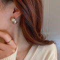 Alloy Geometric C Shape Crinkled Bean Arc Stud Earrings Korean OL Irregular Style view 2