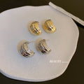 Alloy Geometric C Shape Crinkled Bean Arc Stud Earrings Korean OL Irregular Style view 3