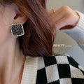 Alloy Rhinestone Houndstooth Heart Stud Earrings Korean Vintage Geometric Women Jewelry view 4