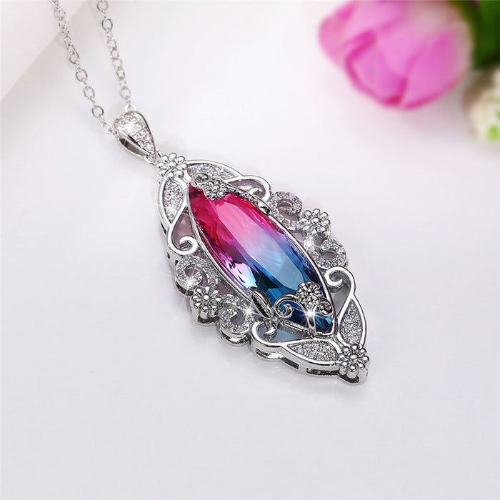Nature Style Gradient Stone Jewelry Necklace For Women Evening Banquet Accessories