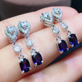 Korean Fashion Blue Crystal Drop Earrings For Women Teardrop Blue Zircon OL Party Jewelry view 2