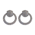 Statement Copper Full Rhinestone Circle Hoop Earrings With Silver Posts view 5