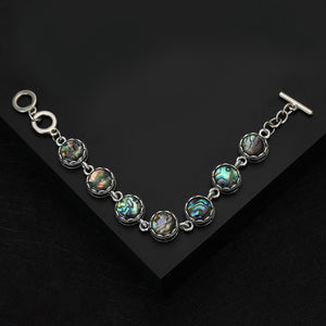 Alloy Abalone Shell Adjustable Bracelet With Creative Three Ring Clasp Brooch