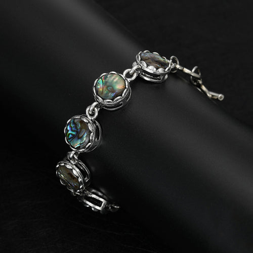 Alloy Abalone Shell Adjustable Bracelet With Creative Three Ring Clasp Brooch