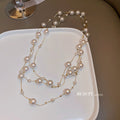 Korean Fashion Extra Long Pearl Beaded Geometric Round Sweater Necklace For Autumn Winter Style view 4