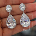 European Minimalist Sparkling AAA Teardrop Zircon Dangle Earrings For Women view 5