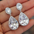 European Minimalist Sparkling AAA Teardrop Zircon Dangle Earrings For Women view 2