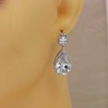 European Minimalist Sparkling AAA Teardrop Zircon Dangle Earrings For Women view 4